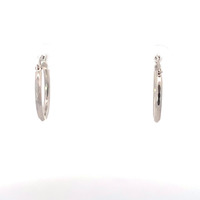 14kt White Gold Diamond Cut Hoop Earrings