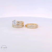 14k Yellow Gold Round Cubic Zirconia Trio Set