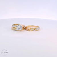 14k Yellow Gold Round Cubic Zirconia Trio Set