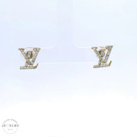 14k  Cubic Zirconia "LV" Stud Earrings