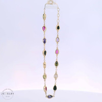 14k Rolo Bezel Set Multi-Color Bracelet