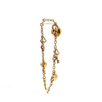 14K Yellow Gold 7.5" Rolo Link Charm Bracelet