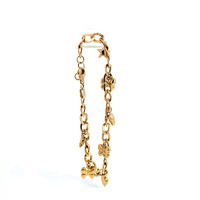 14K Yellow Gold 7.5" Curb Link Charm Bracelet  