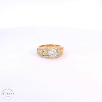 14k Yellow Gold Round Cubic Zirconia Bridal Set