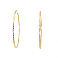 14kt Yellow Gold Diamond Cut Hoop Earrings