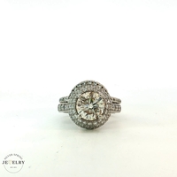 Platinum Triple Halo 2.69ct Diamond Engagement Ring with Matching 14k Dia. Band 