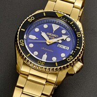 SEIKO SRPK20 Men Sport Automatic Stainless Gold Tone Blue Dial