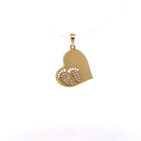 14K Yellow Gold Heart with Feet Imprint Pendant