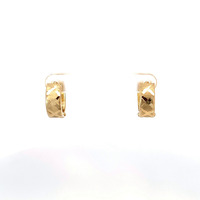 14K Yellow Gold Diamond Cut Huggie Earrings