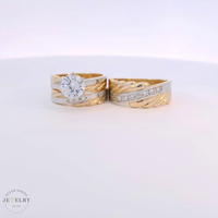 14k Yellow Gold Round Cubic Zirconia Trio Set