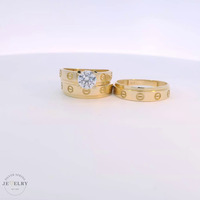 14k Yellow Gold Round Cubic Zirconia Trio Set