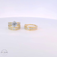 14k Yellow Gold Round Cubic Zirconia Trio Set