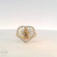 14k Yellow Gold Two-Tone Heart Guadalupe Ring