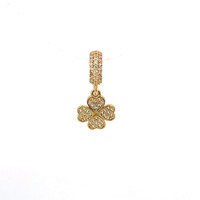 14K Yellow Gold Clover Charm with White CZ