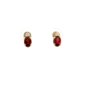 Ladies 14k Garnet, January & Dia. 0.06ct F VS Earring