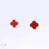 14k Red Clover Stud Earrings