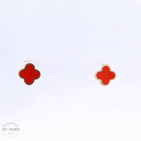 14k Red Clover Stud Earrings