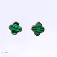 14k Green Clover Stud Earrings