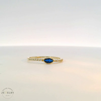 14k Yellow Gold Bezel Blue Marquise Thin Band Ring