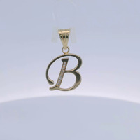 14K Yellow Gold "B" Initial Pendant 