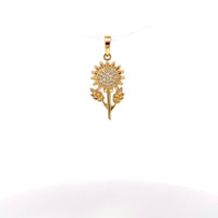 14K Yellow Gold Sunflower Pendant