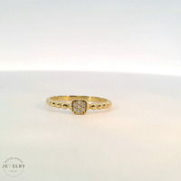 14k Yellow Gold Thin Beaded Band Ring