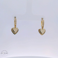 14k Multi-Hearted Huggies Earrings with Diamond Gems