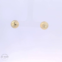 14k Diamond Cut Half Dome Stud Earrings