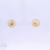 14k Diamond Cut Half Dome Stud Earrings