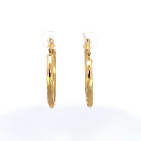 14K Yellow Gold Diamond-Cut Hoop Earrings 