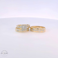 14k Yellow Gold Quartet of Princess Cut Trio Set