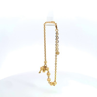 14K Yellow Gold Charm Bracelet with Diamond Cut Heart Charm 