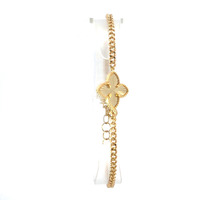 14k Cuban Link Single Flower Bracelet