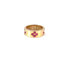 14K Yellow Gold Pink Cz Flower Ring 