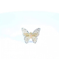 14K Tri-Color Gold Butterfly Ring 