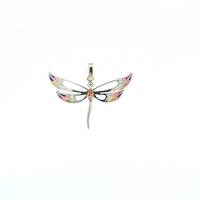 14k Enamel CZ Butterfly Charm, 1.5g