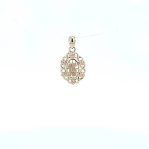  14k Tri Color CZ Quinceanera Charm 