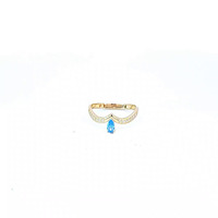 14K Yellow Gold Blue Cz Band Ring 