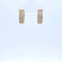 14k White Cz Squared Tube Huggies Earrings