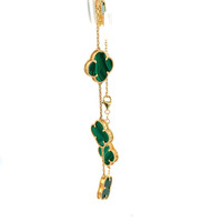  14K Yellow Gold 8" Clover Bracelet with Malachite Inlay