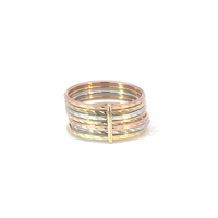 14k Tri-Color Seminary Diamond Cut Ring