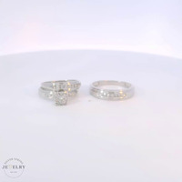 14k White Gold Diamond Cluster Trio Set