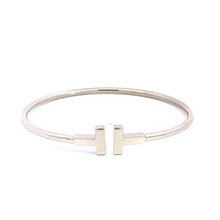  Tiffany & Co. T Wire 18k White Gold Flex Cuff Bangle Bracelet