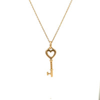  18k Tiffany & Co Cable Link Chain, with Hart Shape Key Charm 