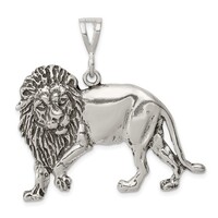 Sterling Silver Antiqued Lion Pendant