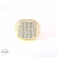10KT Men's Cluster Ring Yellow Gold Diamonds Size 10