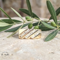 14KT Band Diamond Yellow Gold Ring, Size 6.5