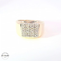 14KT Men's Cluster Ring Yellow Gold Diamonds Size 9 1/4