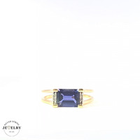 14KT Birthstone Sapphire & Diamond Yellow Gold Ring