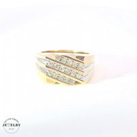 10KT Men's Cluster Ring Yellow Gold, Diamond, Size 10.5